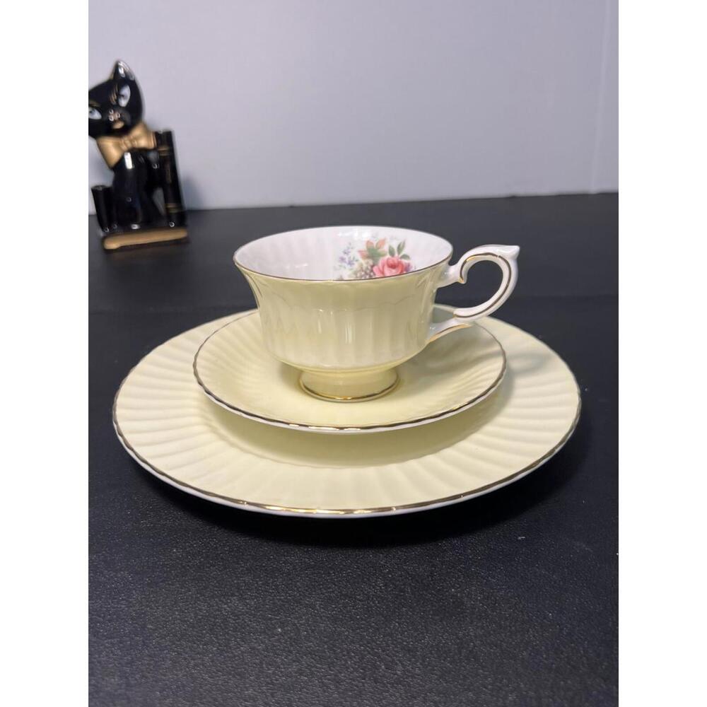 Royal Standard 1950’s Bone China Rose Fruit Pattern Teacup Saucer Dessert Plate